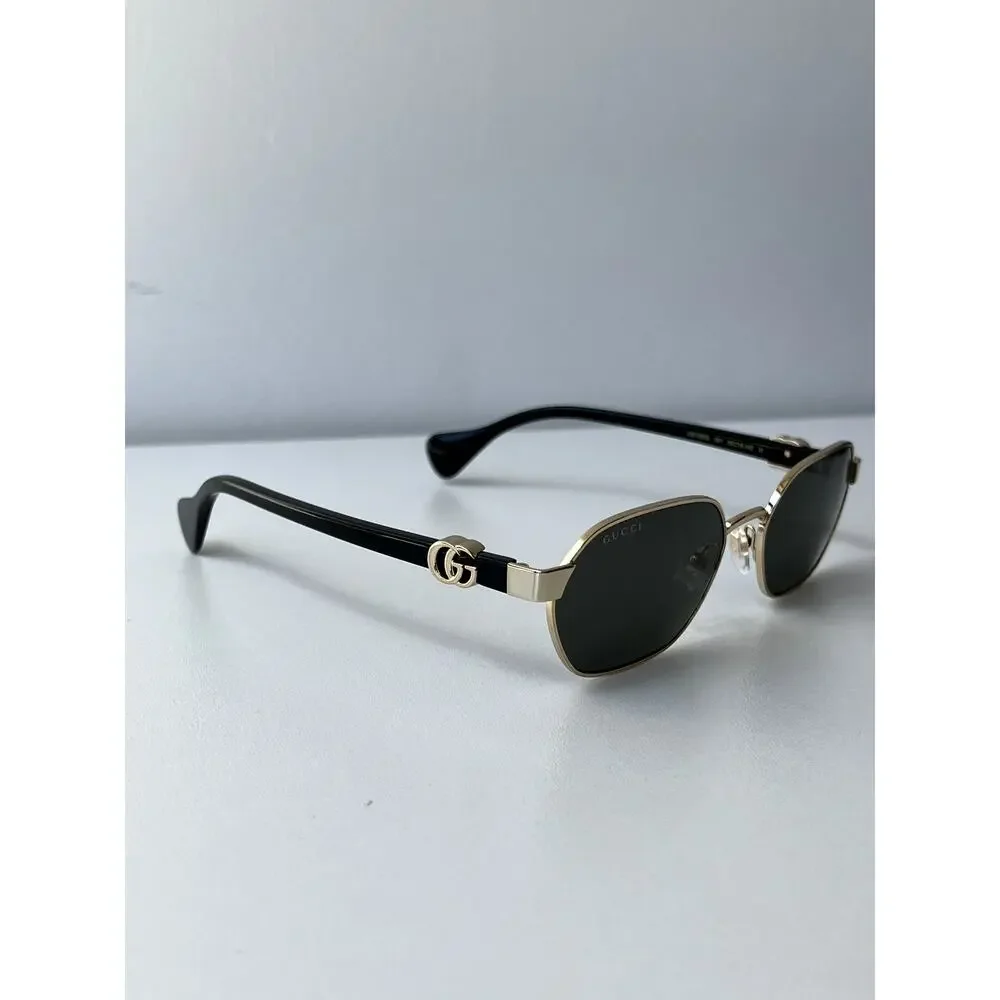 NEW Gucci GG1593S Gold Dark Grey Metal Sunglasses